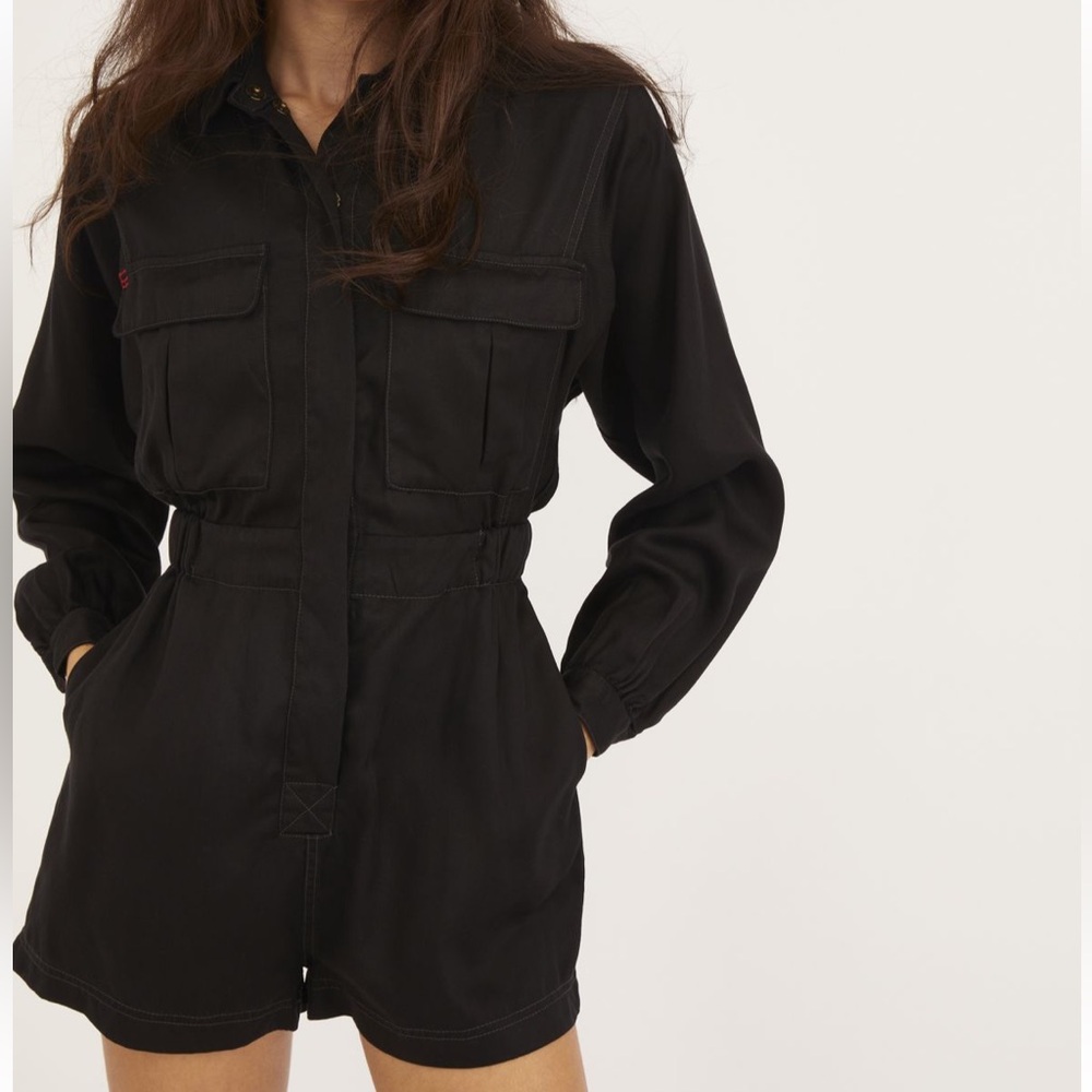NWT BDG Long Sleeve Utility Romper - Black (S) - Picture 5 of 5